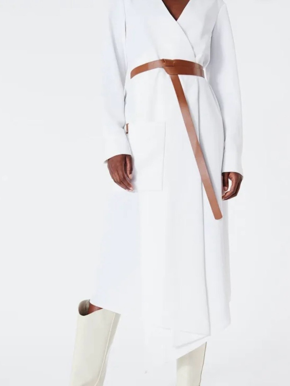 TIBI Drape Twill Wrap Dress in White - Picture 14 of 16